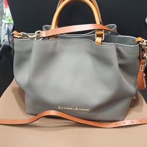 Dooney & Bourke City Large Barlow Gray and Brown Satchel